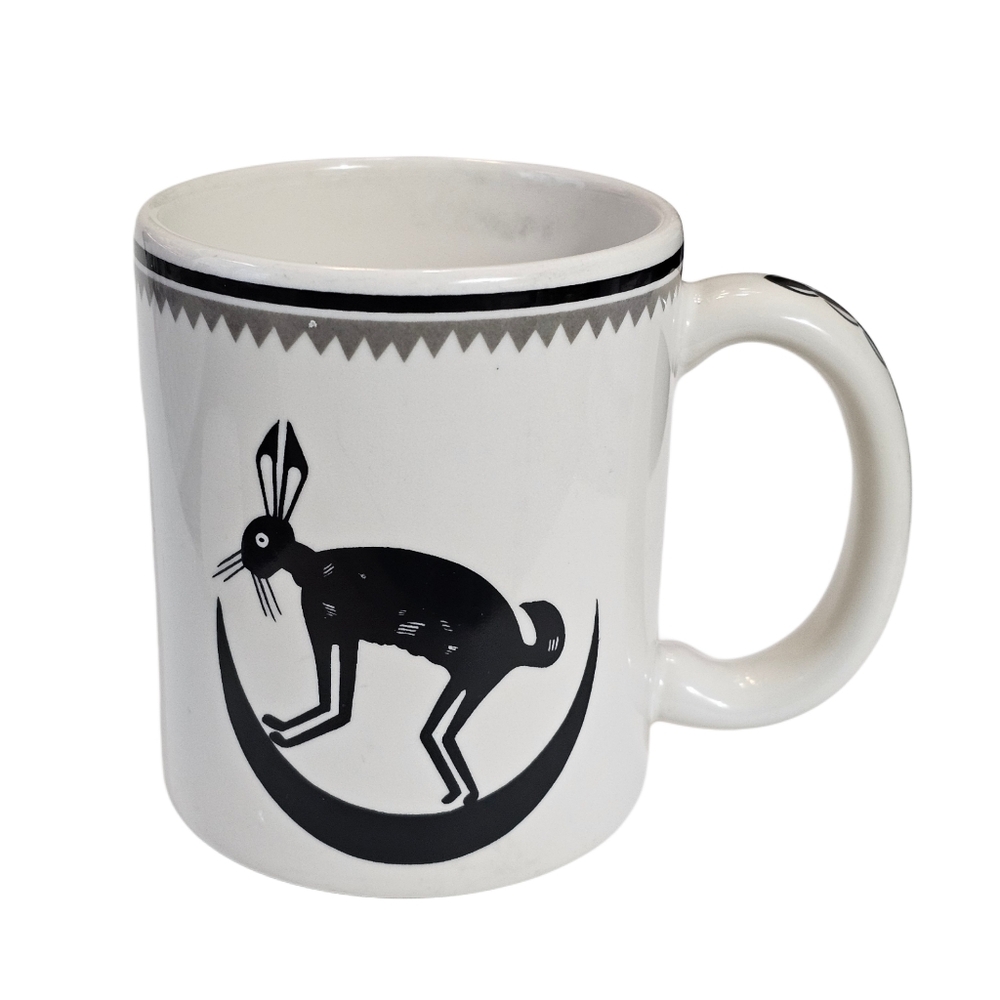 Ancient Mimbreno Indian Designs March Hare Rabbit in Crescent Moon Santa Fe Mug